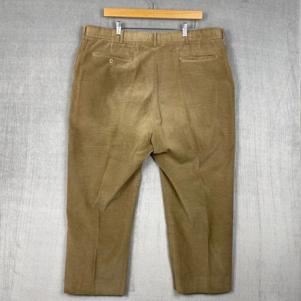 Vtg 80s Haggar Casuals Trousers Mens 40x25 Khaki Tan Wide Wale Corduroy Heritage - Picture 2 of 16